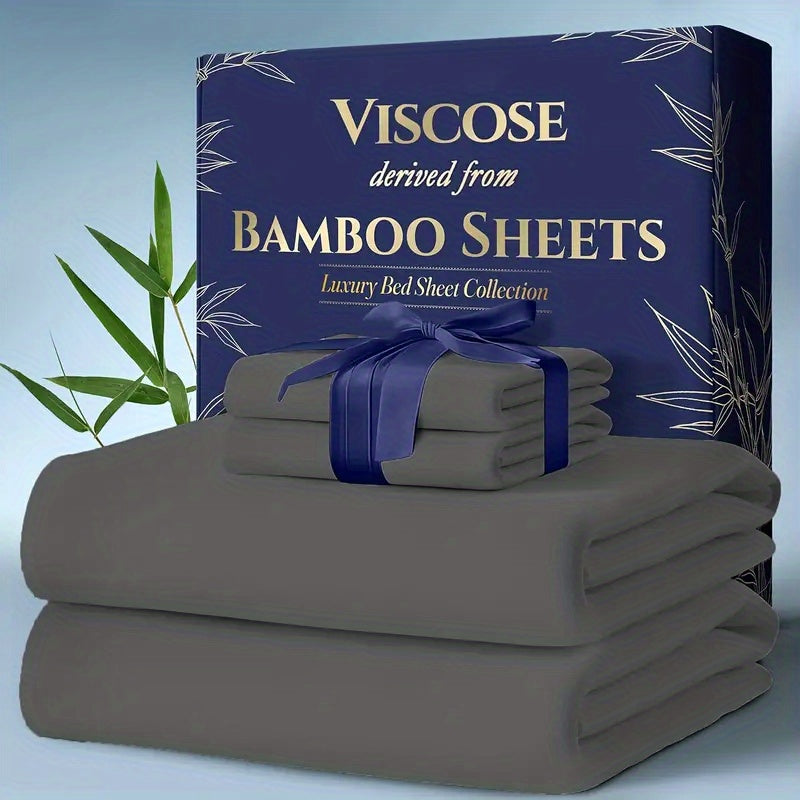 Bamboo Cooling Bed Sheets 6-Piece Set Deep Pocket Fits Twin Full Queen King Ultra-Soft Breathable Bedding for Hot Sleepers Machine Washable Double-Stitched