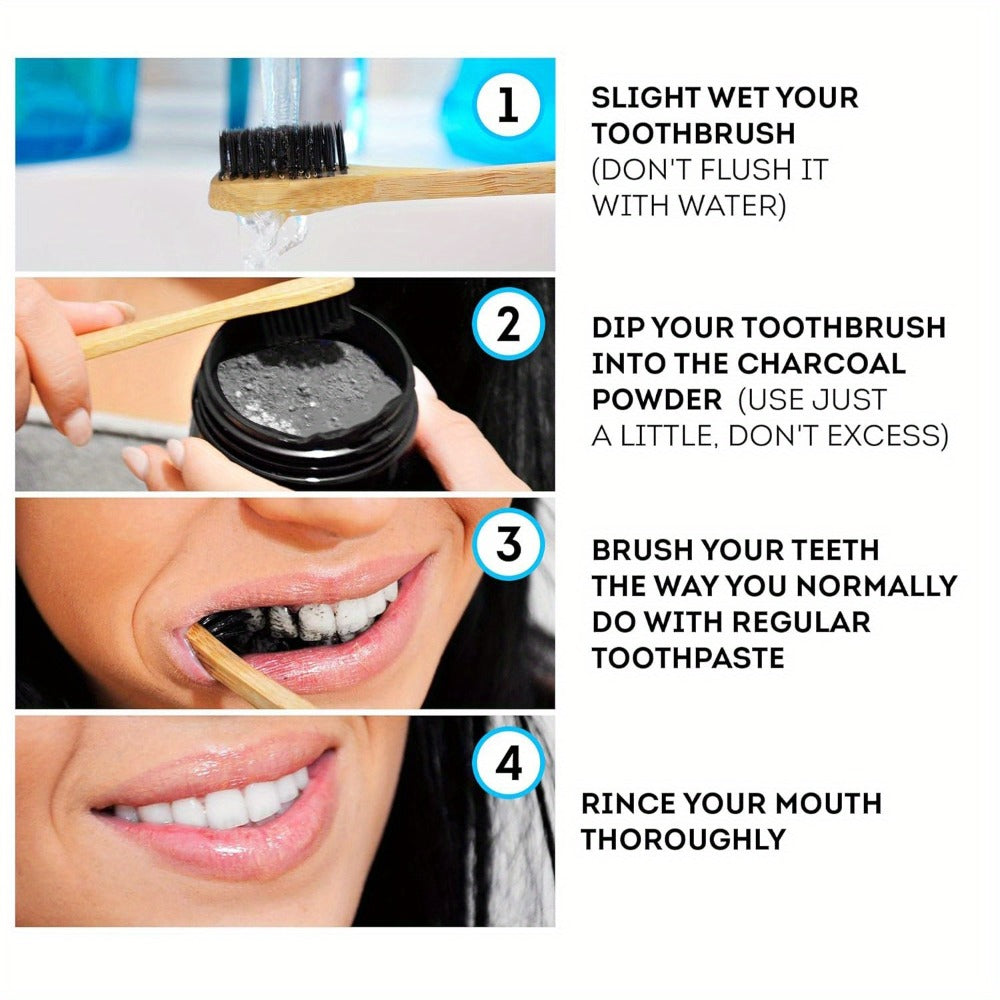 Bamboo Charcoal Tooth Powder 30g Whitening Teeth Powder with Mint Extract Stain Removal Fresh Breath Deep Cleansing Natural Activated Charcoal Toothpowder for Whiter Teeth Daily Oral Care
