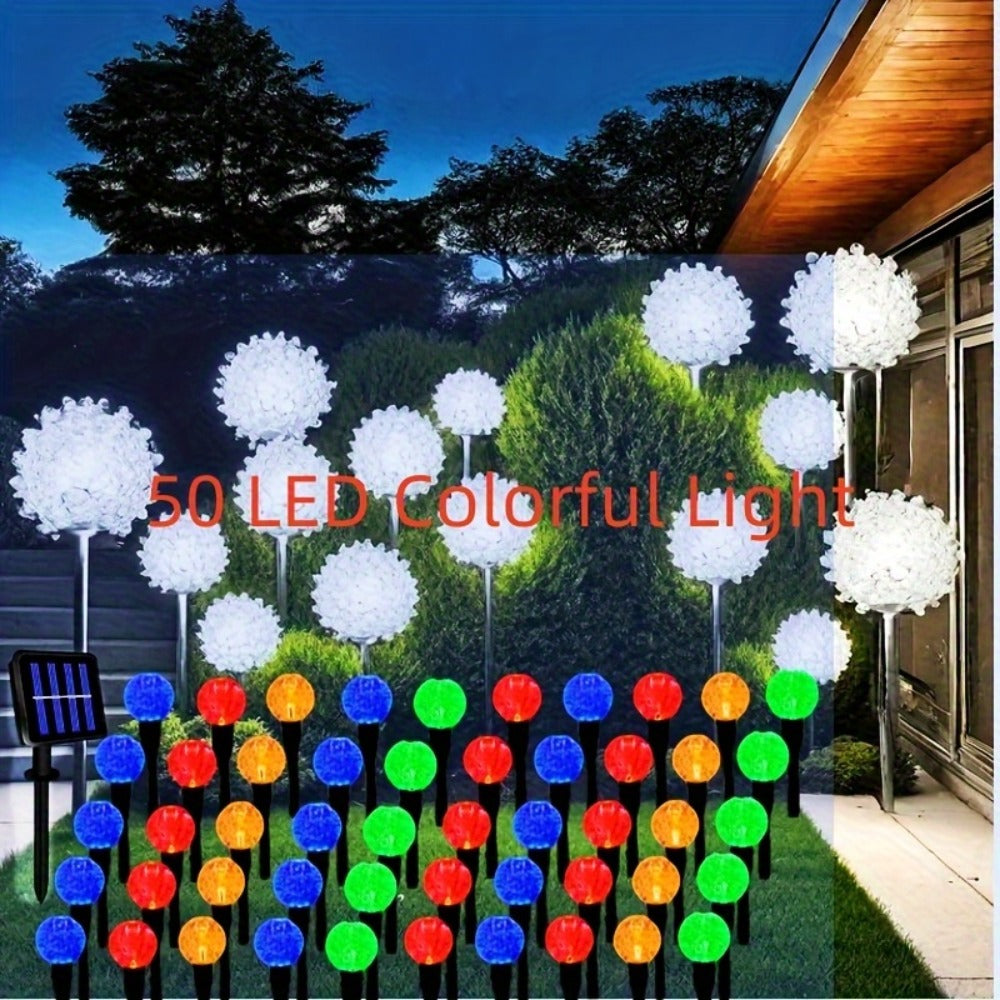 Solar LED Garden Path Lights 30pcs Bubble Shape | Auto On at Night | Waterproof Outdoor Stake Lights | Colorful & Warm White | Lawn Landscape Lights for Garden Patio Wedding Party Festival