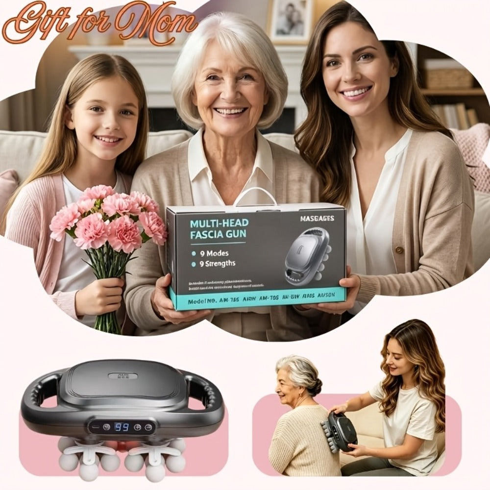 Massage Gun for Deep Tissue Relief ¨C Cordless Percussion Massager with 9 Speeds & 9 Modes, Multiple Heads for Back, Neck, Shoulders, Legs & Feet | Gift for Dad & Mom