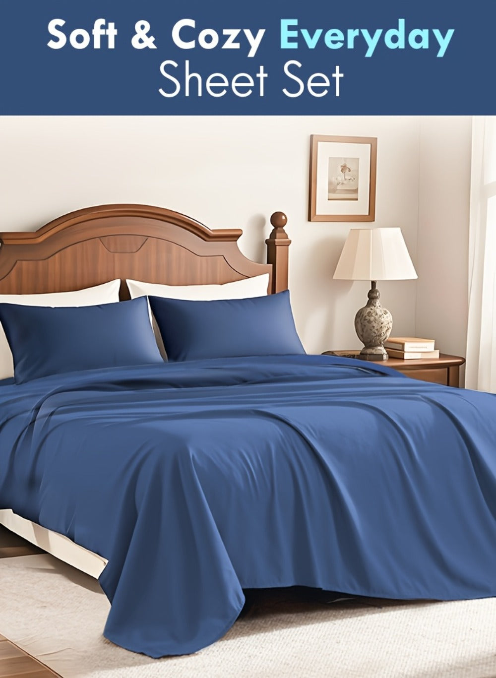 Fitted Sheet Set Deep Pocket | Soft Cooling Breathable Bedding 3-4pcs Fade-Resistant All-Season for Twin Full Queen King ¨C Solid Color Bed Sheets for Dorm Guest Room Everyday Use