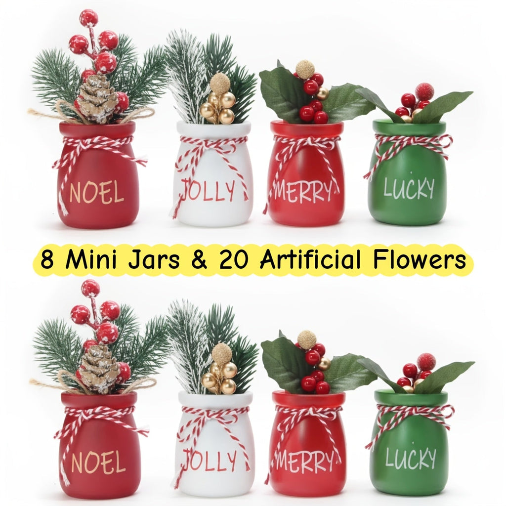 Mason Jar Centerpiece Table Decorations with Wood Tray & LED Lights ¨C 3-Piece Farmhouse Decor Set for Dining Room, Kitchen, Living Room & Bathroom | Holiday Home Decor Gift