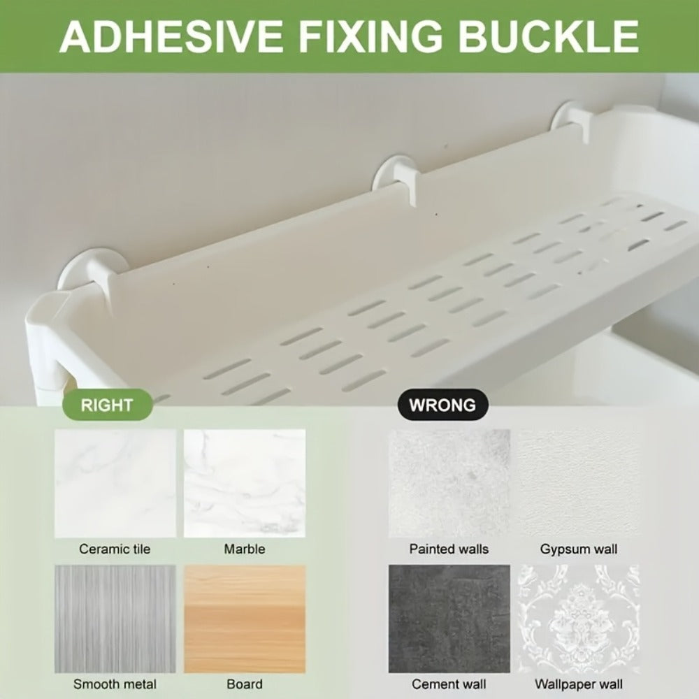 Behind Door Storage Rack, Multi-Layer Slim Organizer for Bathroom & Kitchen, Space Saving Over Door Shelf, Narrow Cabinet Rack with Fixed Hook, Plastic Stackable Storage