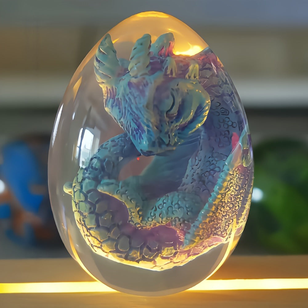 Dragon Egg Statue Crystal Transparent Resin Dinosaur Egg Figurine Handcrafted Collectible for Fantasy Lovers Home Decor Shelf Display Birthday Gift