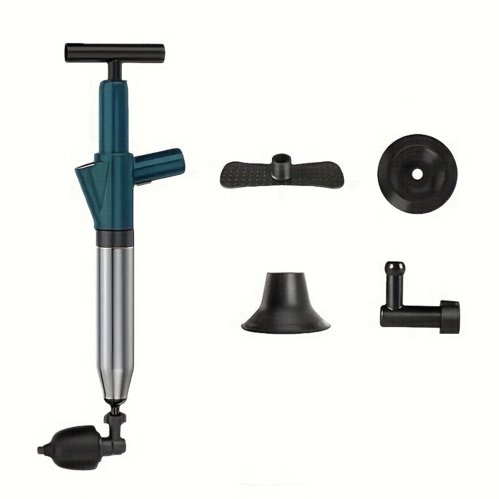 Air Pressure Drain Unclogger ¨C One-Shot Toilet Dredging Tool for Kitchen & Bathroom, Sewer Pipe Blockage Remover, Floor Drain Cleaner, Portable Manual Plunger for Clogged Drains (1 Set)