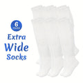 Extra Wide Socks for Swollen Feet 6 Pairs Stretch to 30 Inch Non-Binding Seamless Loose Fit Neuropathy Bariatric Edema Socks for Men Women Plus Size Seniors Multi Color
