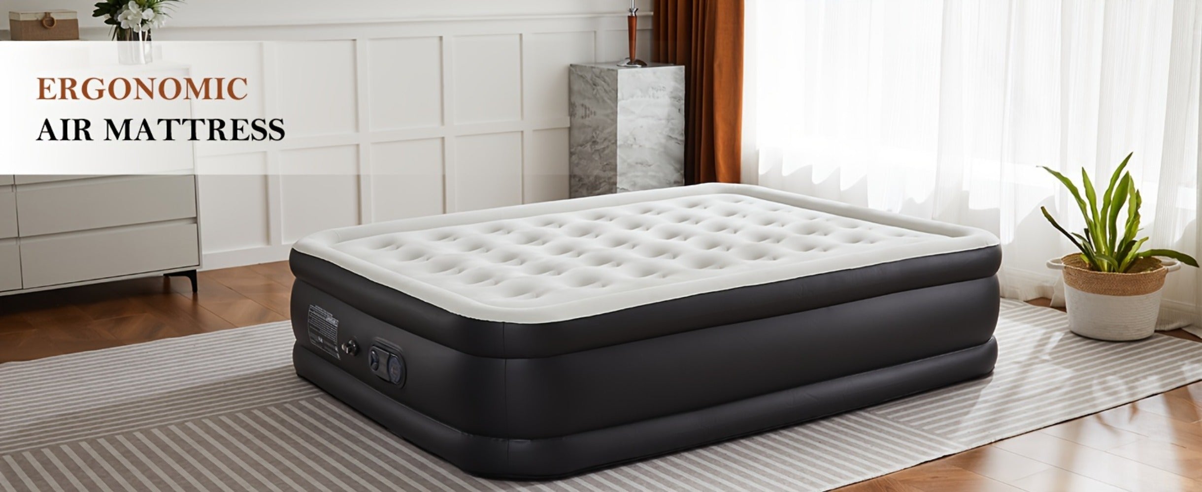 Air Mattress with Coil Beam Support | 660 lbs Capacity Plush Velvety Top Non-Slip Bottom - Guest Bed Inflatable Mattress for Camping & Home, Multiple Sizes & Heights, Stable on Floors & Carpets