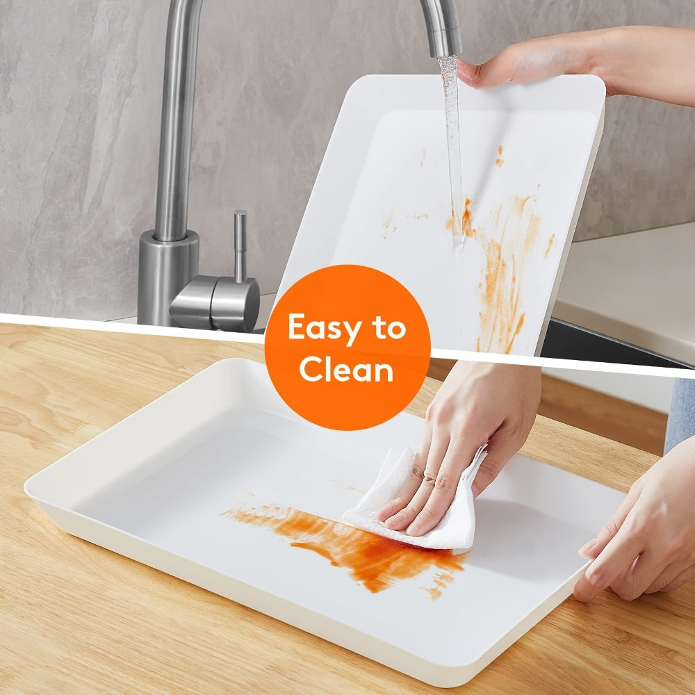 Serving Tray Set of 4 ¨C Reusable Plastic Platters for Fruit, Cookies, Dessert & Snacks | Kitchen Party Organizer