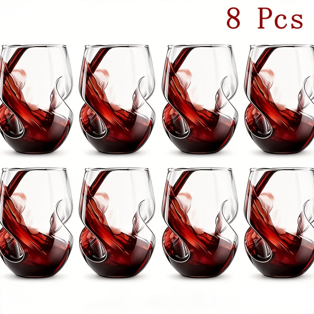 Geometric Twisted Cocktail Glasses 4 or 8 Pack ¨C 400ml Wide Mouth BPA-Free Borosilicate Glass ¨C Festive Drinkware for Whiskey, Beer & Tea ¨C Thanksgiving, Christmas, New Year & Oktoberfest