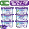 Moisture Absorber Dehumidifier Box 6-Pack ¨C Odor Eliminator & Humidity Controller for Closet, Bathroom, Kitchen, Pantry, Boat & RV ¨C Lavender Vanilla, Fresh Linen, Jasmine Blossom, Bamboo Charcoal