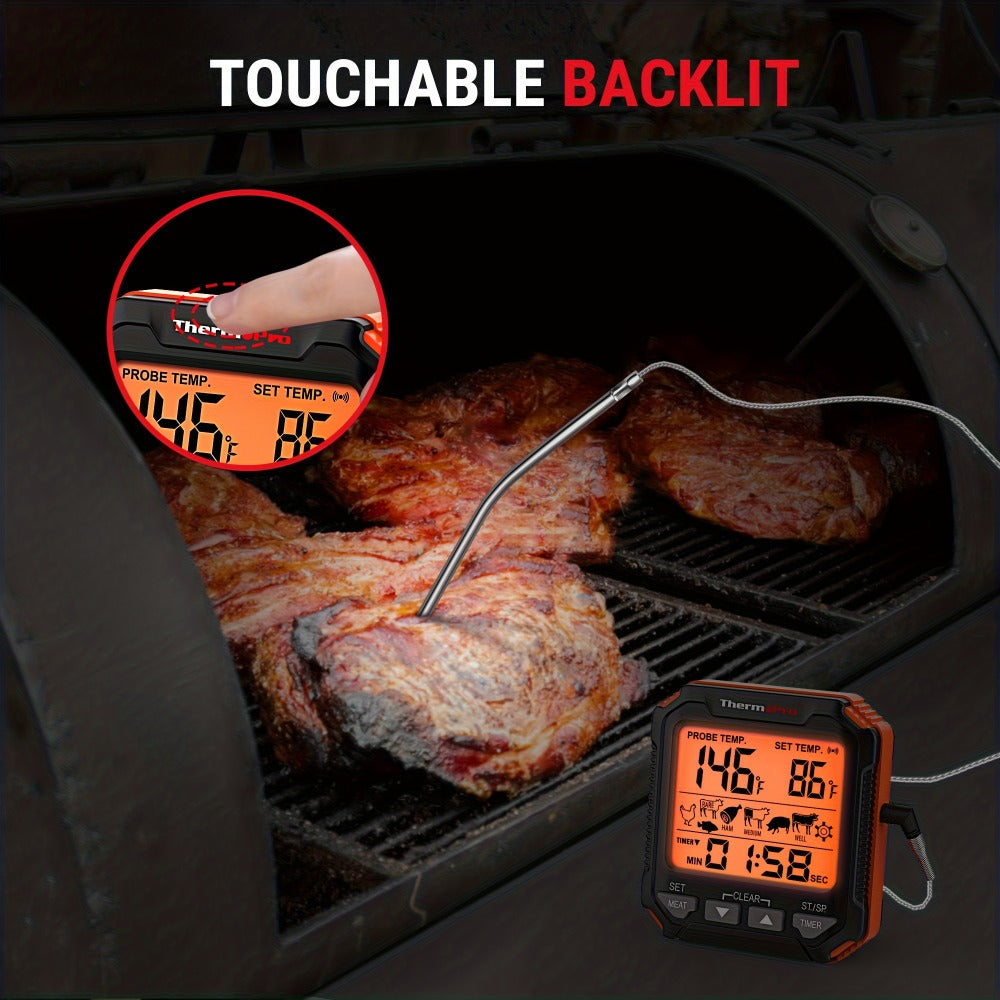 Digital Meat Thermometer with Probe Backlit Display Temp Alert for BBQ Smoker Oven Cooking - 6 Meat Presets 3 Doneness Levels Wide Range 14¡ãF to 572¡ãF Countdown Timer Kitchen Cooking Thermometer