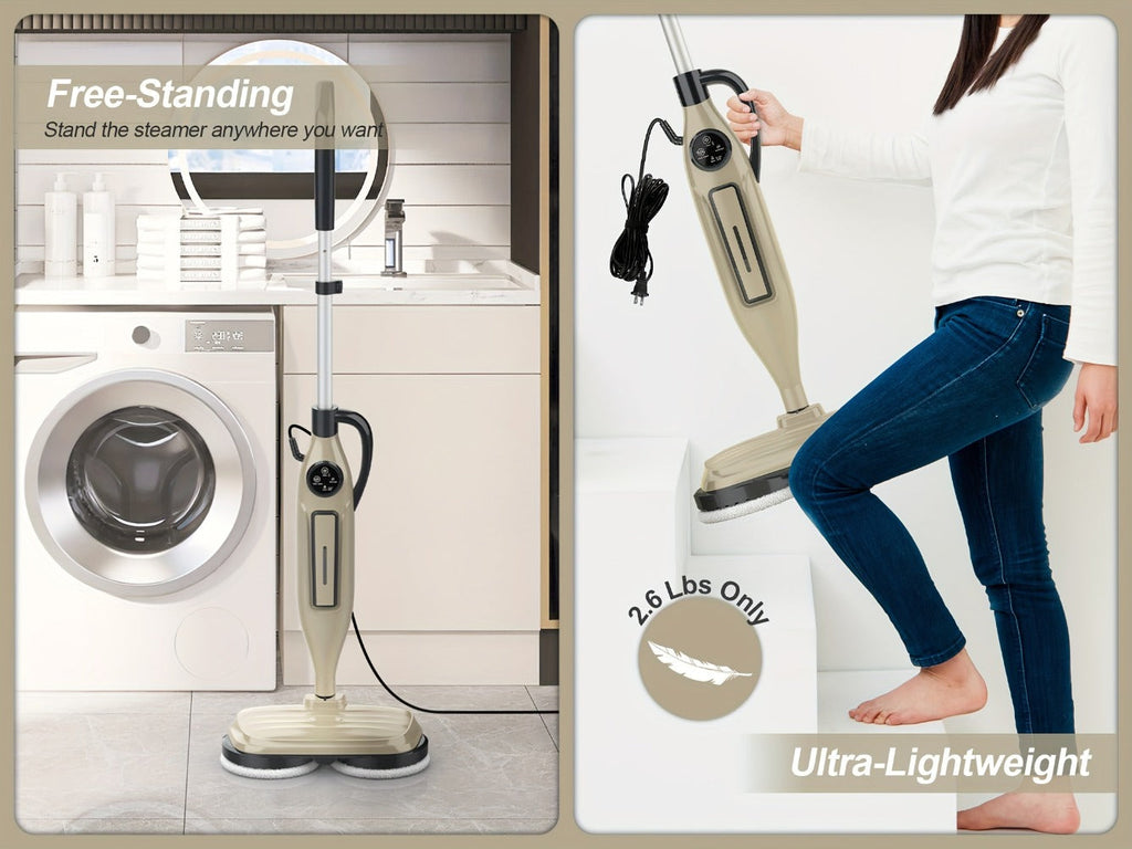 Steam Mop 10-in-1 Spinning Rotating Mop Pads with Steam Blaster Technology - 3 Steam Modes, LED Headlights, Lightweight Spin Mop for Hard Floor, Laminate & Marble, Washable Pads, VM6 Pro Series