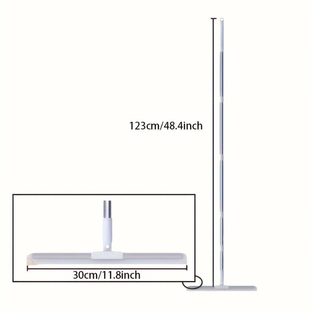 Silicone Squeegee Broom with Detachable Rotatable Head Long Stainless Steel Handle Floor to Ceiling Cleaning for Glass Tile Hardwood Carpet Shower Window