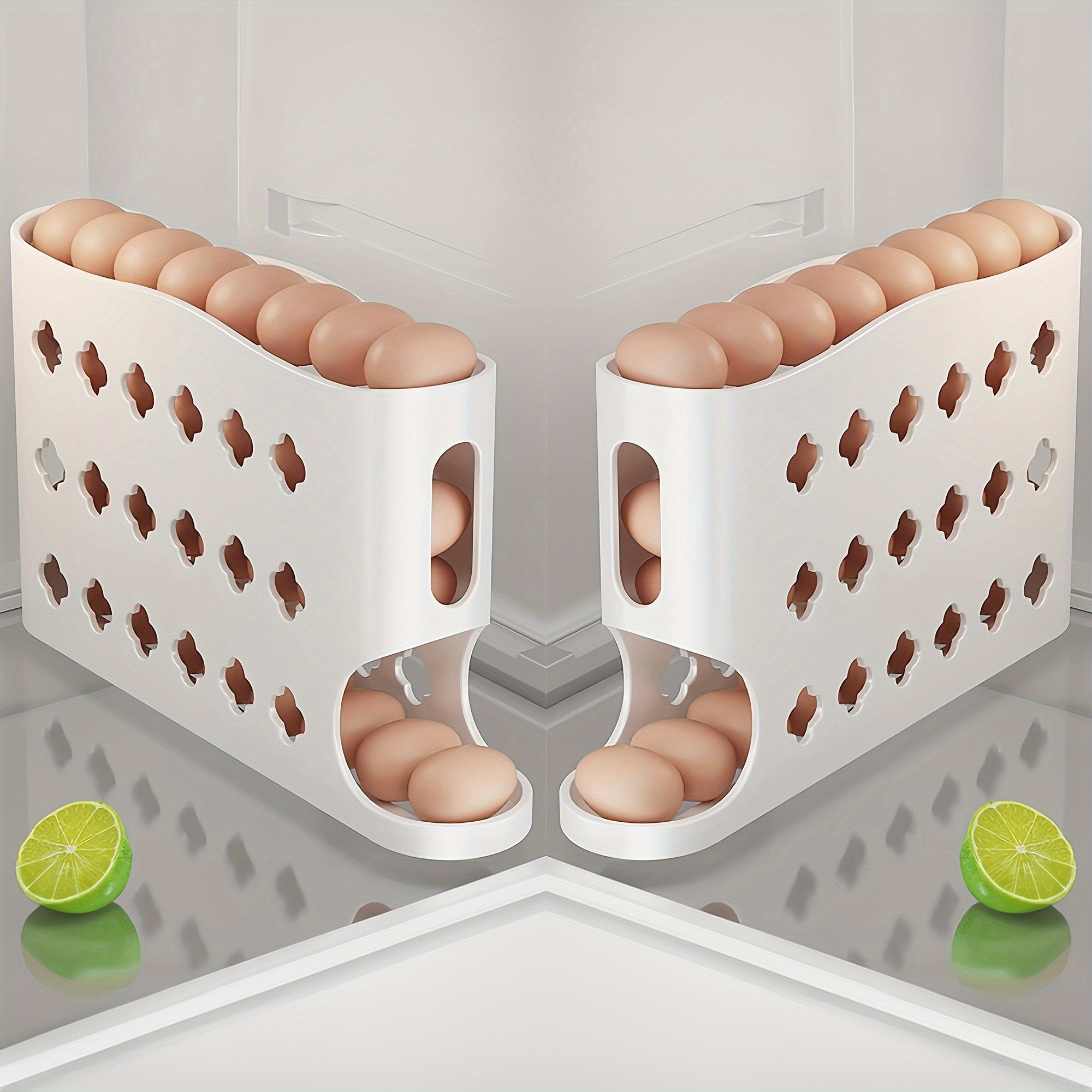 Egg Dispenser for Refrigerator, 4-Tier Automatic Rolling Egg Holder Rack ¨C Space-Saving Egg Storage Organizer for Fridge, Kitchen Cabinet, Countertop and Table