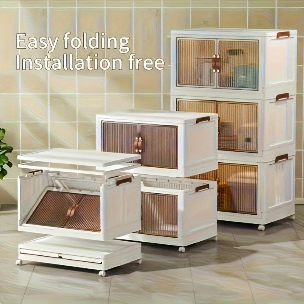 Lidded Storage Bins with Wheels ¨C 2/3/4/5-Tier Dual-Opening Storage Organizer Box with Lid, Large Stackable Storage Container for Books, Kitchen, Bedroom & Closet Organization