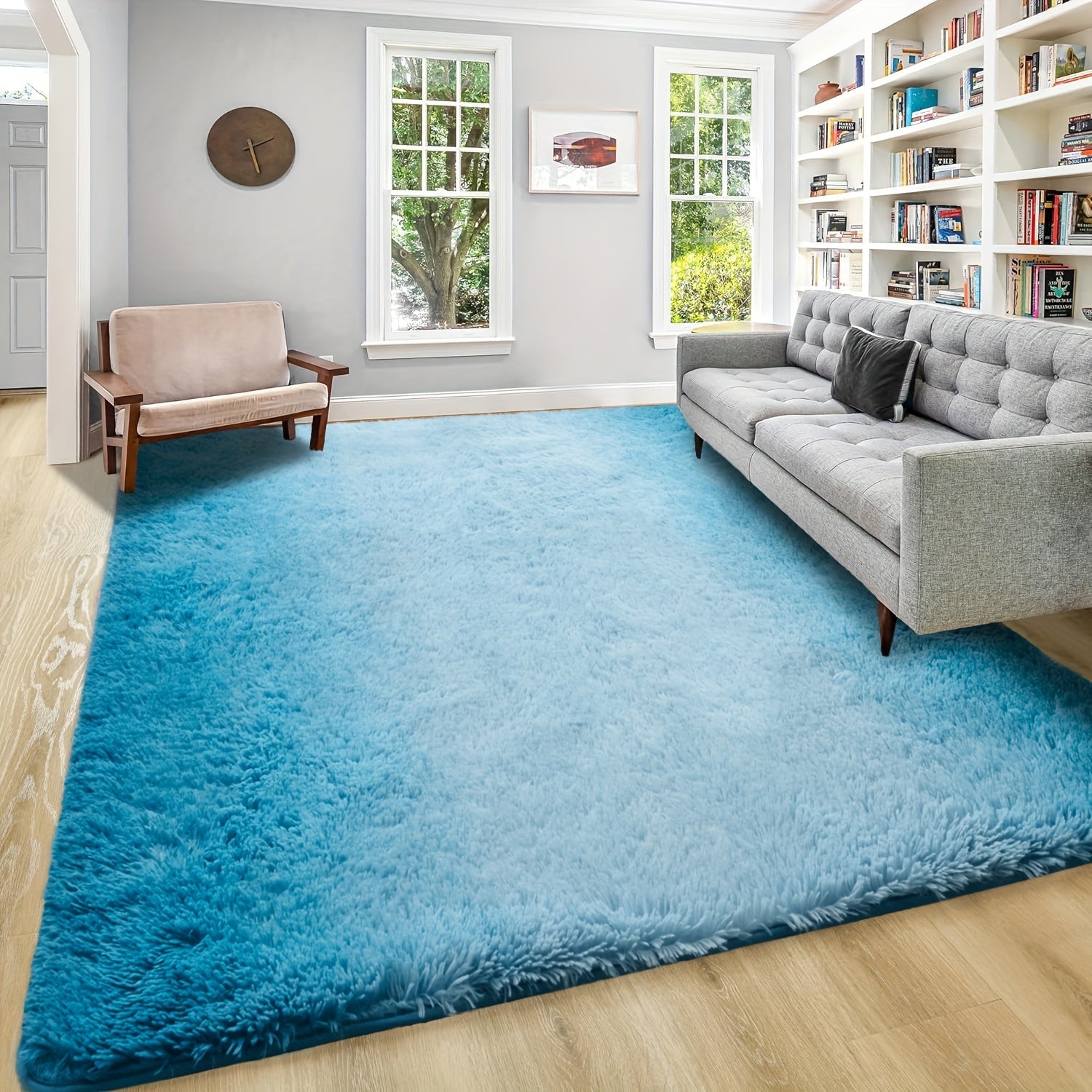 Shaggy Plush Area Rug - Soft Fluffy Carpet for Living Room, Bedroom & Sofa | Non-Slip Machine Washable Tie-Dye & Solid Color Long Pile Rug | Luxury Home Decor Floor Mat in Multiple Sizes & Colors