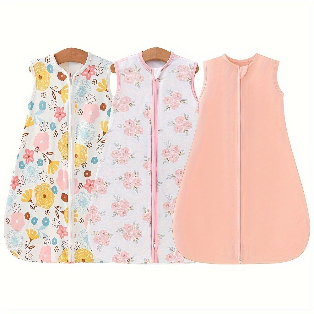 Baby Sleeping Bag 2/3pcs Two-Way Zip Wearable Blanket Anti-Kicking Swaddle 0-24 Months Boys Girls Lightweight Air-Conditioned Room