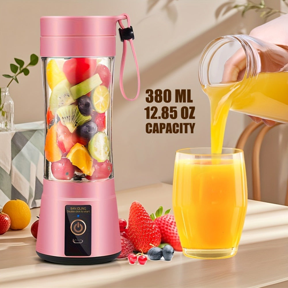 Portable Blender Cup USB Rechargeable 380ML - Mini Personal Blender with 6 Blades for Smoothies, Shakes & Juice, Compact Travel Blender for Office, Gym, Picnic & Outdoor, 5 Colors