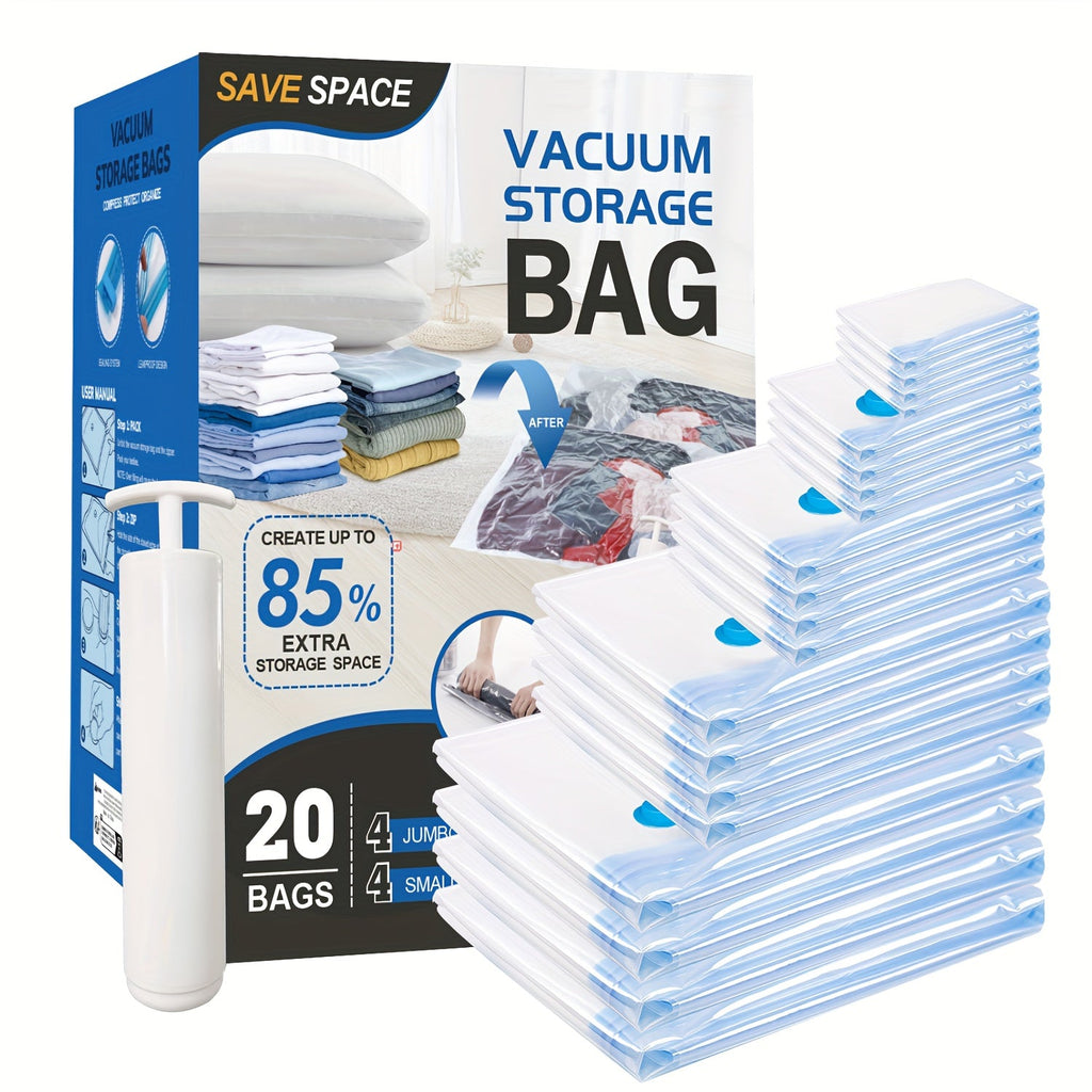 Vacuum Storage Bags Space Saver Bags for Clothes Comforters Bedding Travel Luggage ¨C Extra Thick Jumbo Seal Bags 4pcs 8pcs 10pcs 12pcs 20pcs 30pcs