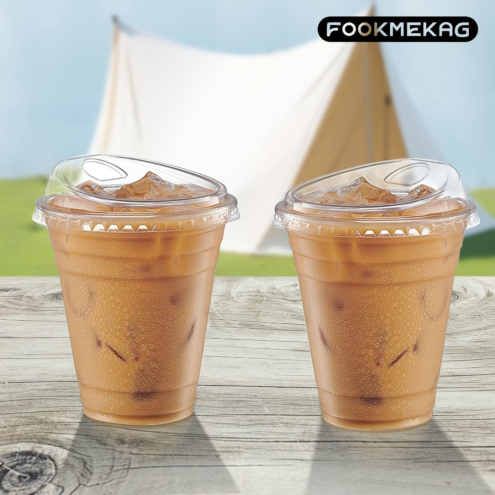 Disposable Clear PET Cups with Lids 50 Sets ¨C Transparent Plastic Cups for Coffee Smoothies Cold Drinks Parties Picnics Travel, 16oz & 20oz