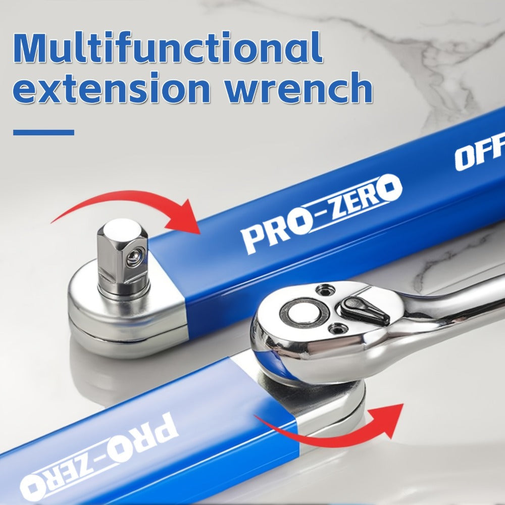 Ratchet Wrench 2-in-1 Offset Extension with 1/4¡± 3/8¡± 1/2¡± Square Head Adapters, 180-Degree Rotation High Torque Non-Slip Handle, Universal Flex Head Ratchet for Narrow Spaces & Auto Repair