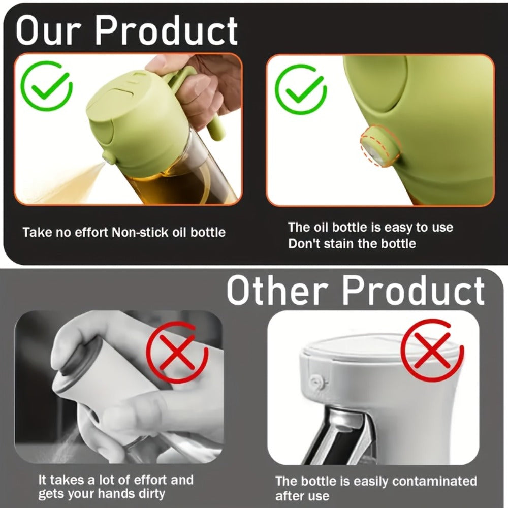 Glass Olive Oil Dispenser Bottle 2pcs 2-in-1 Oil Dropper and Cooking Sprayer with Automatic Flip Cap Spill Proof Food Grade for Kitchen BBQ Outdoor Cooking
