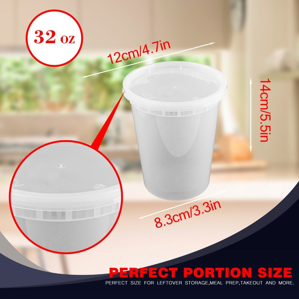 Deli Containers with Lids 60 Pack 32oz Leakproof Stackable Meal Prep Containers BPA Free Microwave Dishwasher Freezer Safe for Takeout Food Storage