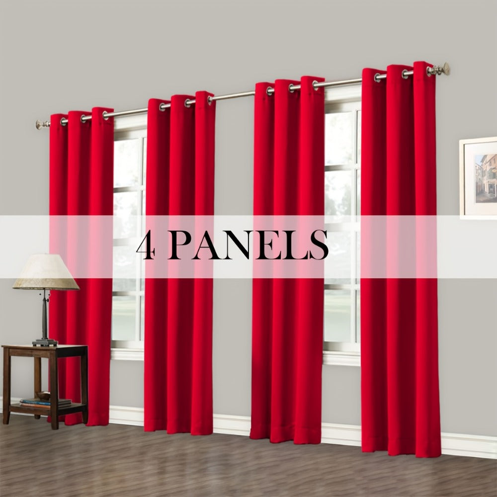 Blackout Curtains Grommet Top Room Darkening Window Drapes 4 Panels Set Living Room Bedroom