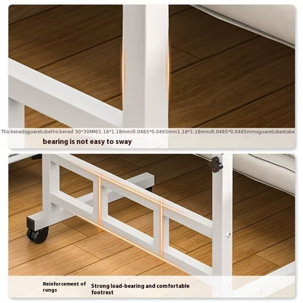 Adjustable Height Rolling Overbed Nursing Table 3-Layer Shelves Heavy Duty Bedside Tray for Elderly Patient Home Hospital Rehabilitation Care Laptop Desk 8 Colors Space Saving