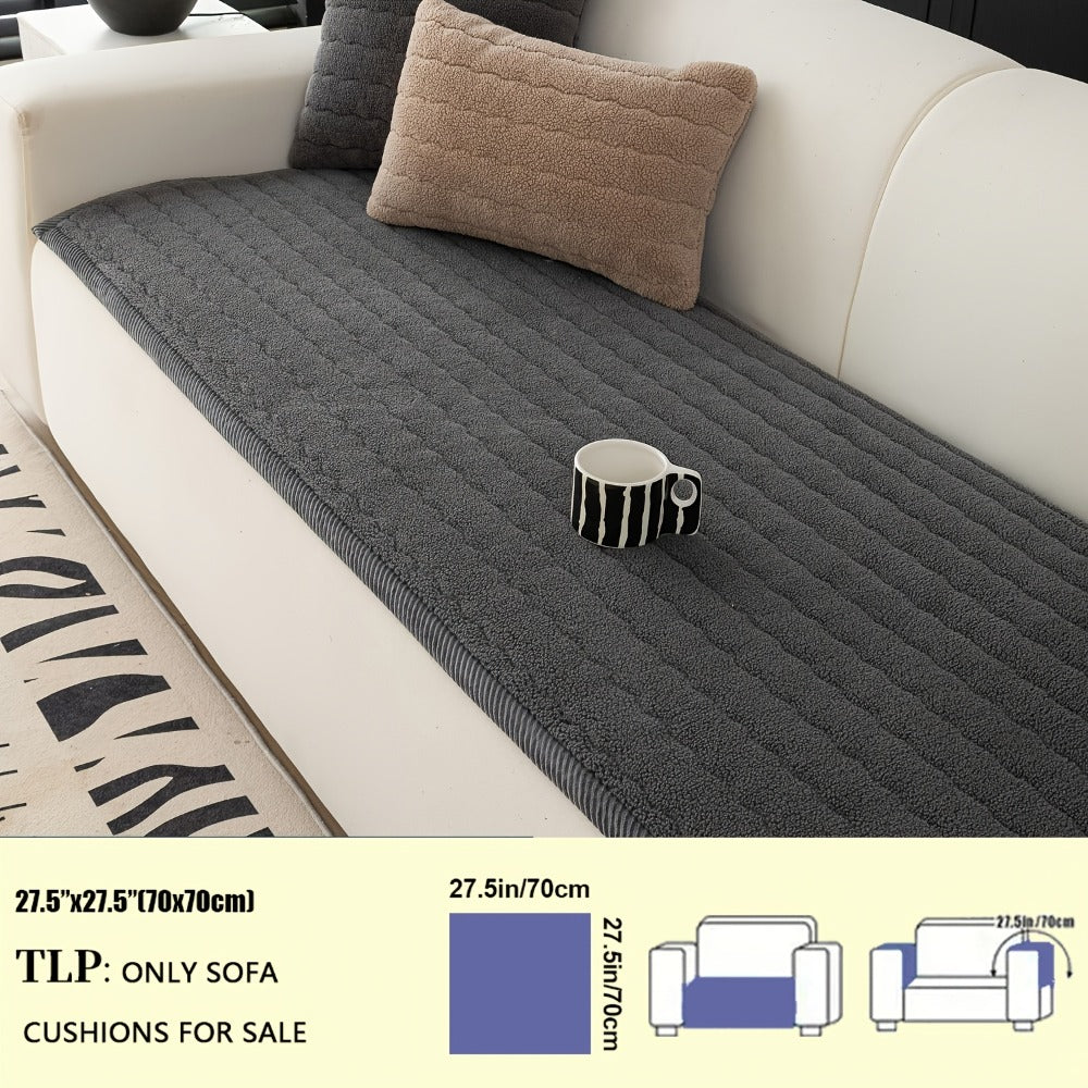 Plush Sofa Cover Bohemian Style Thickened Short Plush Non-Slip Machine Washable Pet Friendly Sofa Slipcover for Living Room Bedroom Office - Armrest Pad to 4 Seater