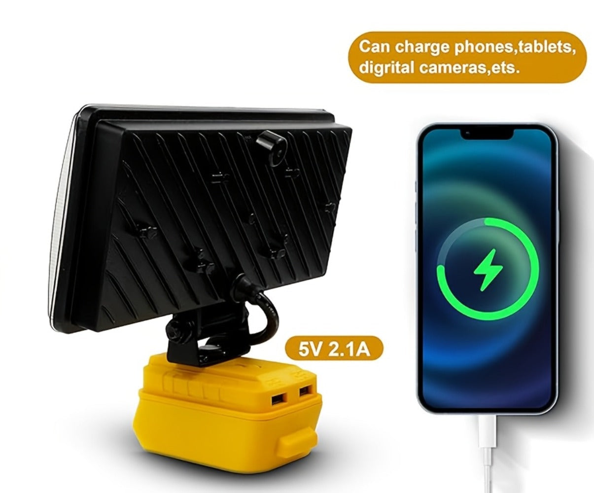 Cordless LED Work Light for DeWalt 20V Battery ¨C 30W/90W 1800/5400 Lumen LED Floodlight | Battery Powered Work Light for Automotive Repair, Construction Site & Emergency Lighting | Battery Not Included