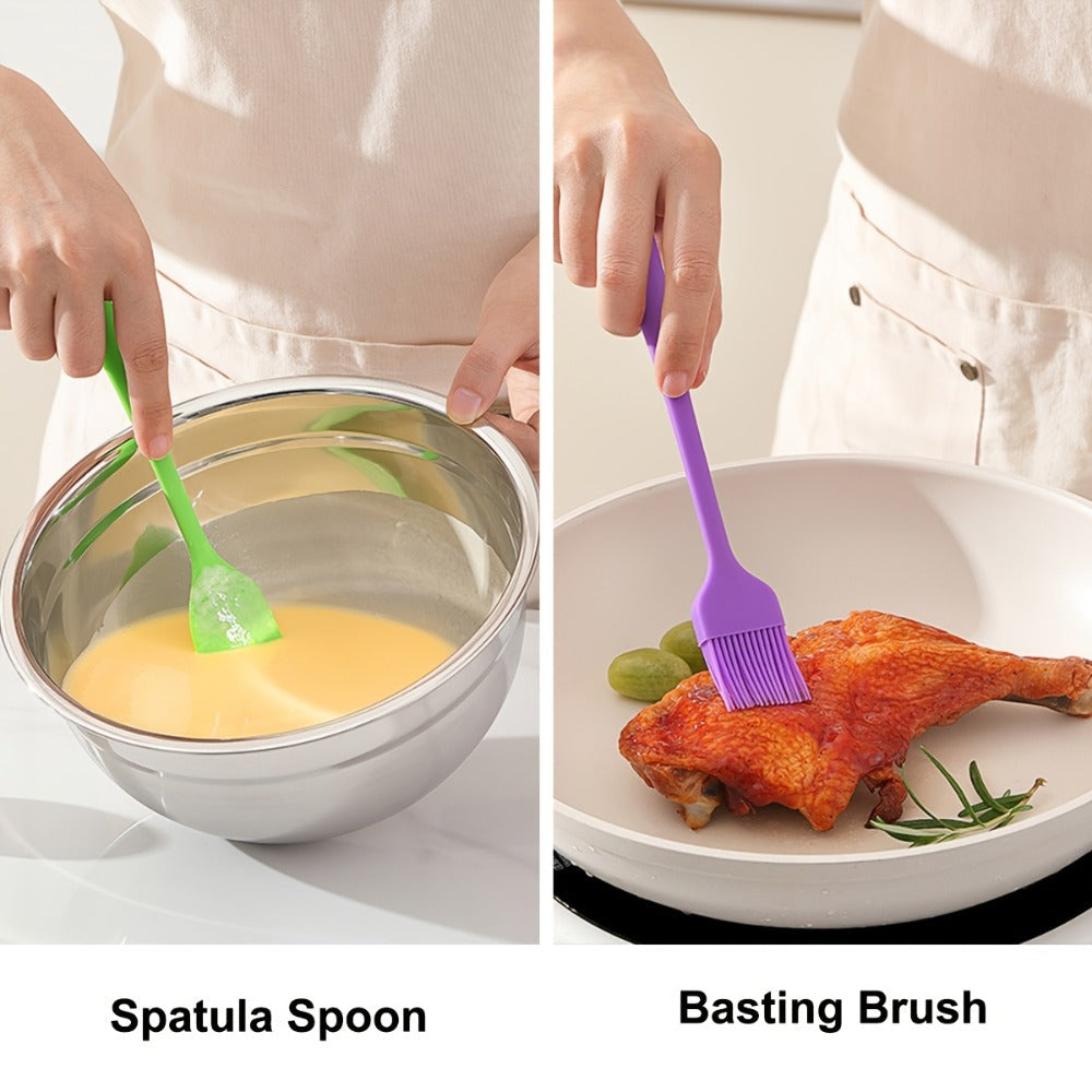 Stainless Steel Mixing Bowl Set 21-Piece with Lids and Grater Attachments, Nesting Bowls 0.7QT to 4.5QT, Rust Resistant Kitchen Bowls for Cooking Baking Serving, Complete Prep Bowl Set with Lids