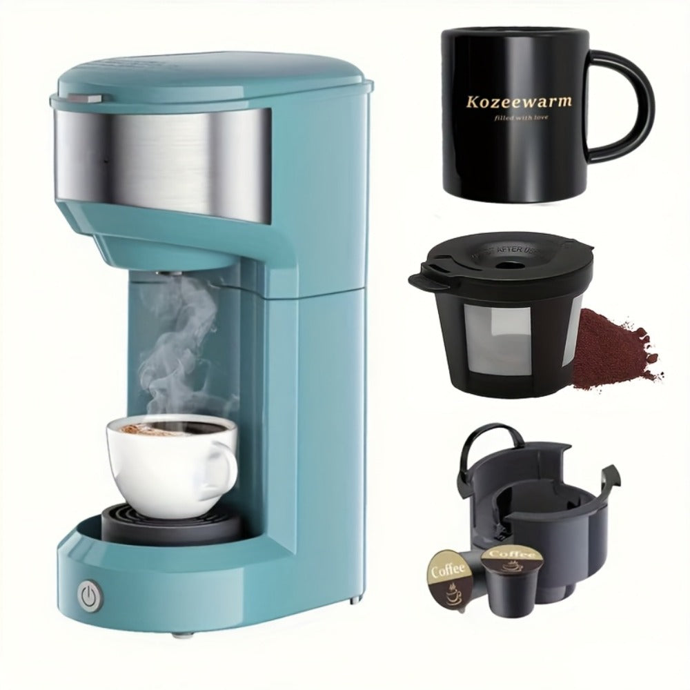 3-in-1 Coffee Machine Single Serve Brewer for K-Cup Pods Ground Coffee and Tea Compact with Reservoir for Kitchen Office Home Dark Blue Black Blue Red Green