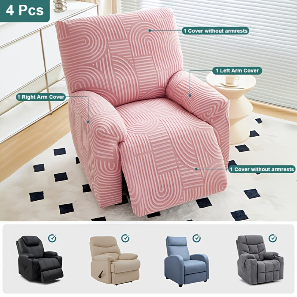 Recliner Chair Cover Elastic Jacquard Single Seat Armchair Slipcover Stretch Furniture Protector for Living Room Bedroom Office Relaxing Reclining Chair Sofa Cover Multiple Colors