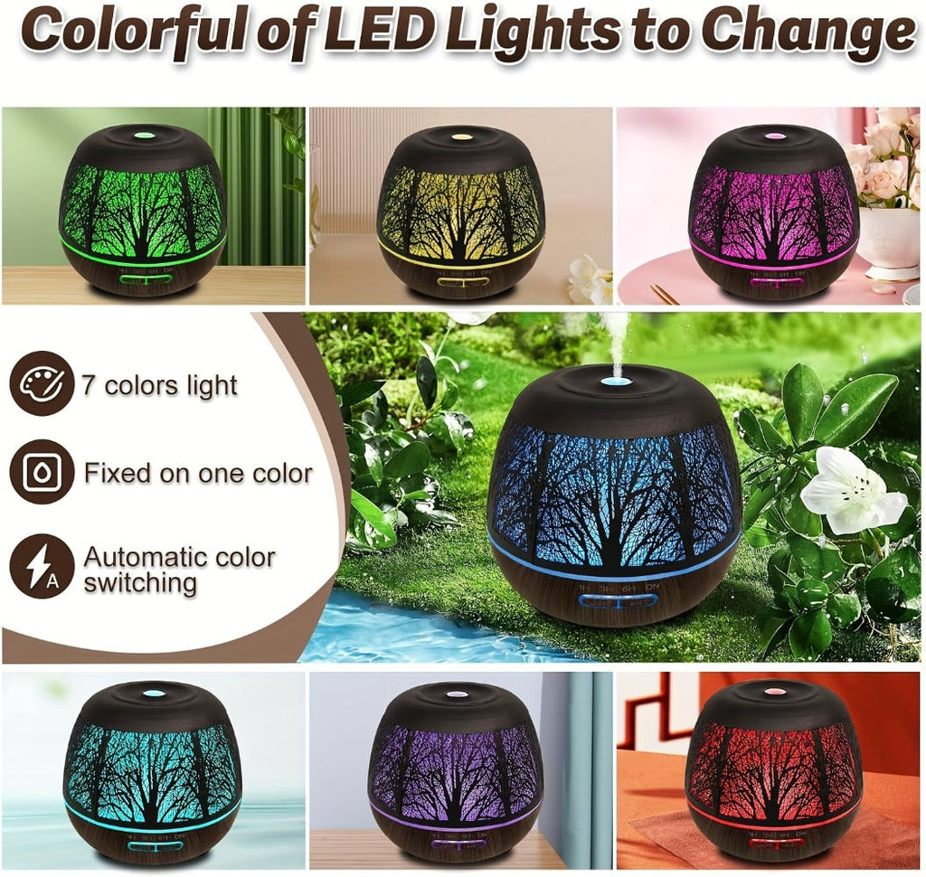 Essential Oil Diffuser 400ml Large Capacity Metal Aromatherapy Diffuser with Remote Control 7 Color LED Light Humidifier for Bedroom Home Decor Gift Owl Skull Dragonfly Design