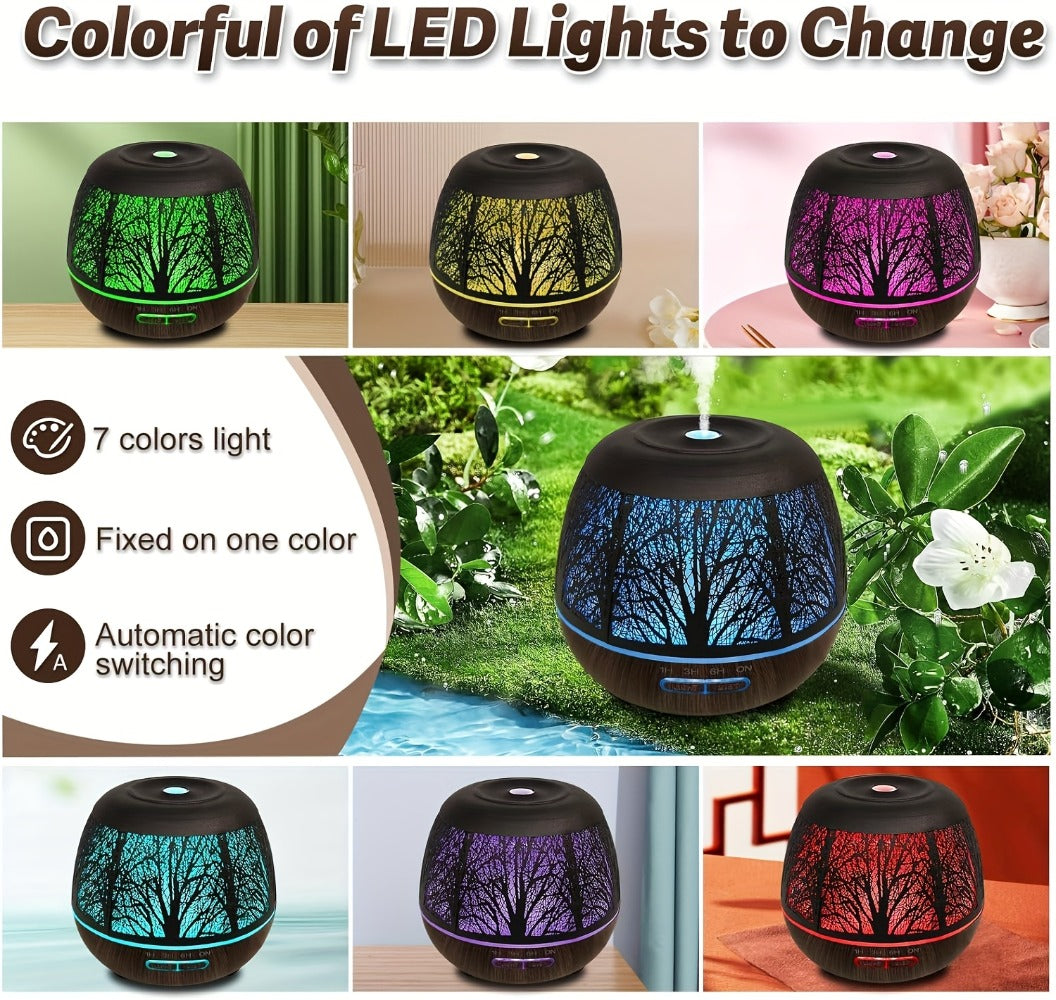 Essential Oil Diffuser 400ml Large Capacity Metal Aromatherapy Diffuser with Remote Control 7 Color LED Light Humidifier for Bedroom Home Decor Gift Owl Skull Dragonfly Design