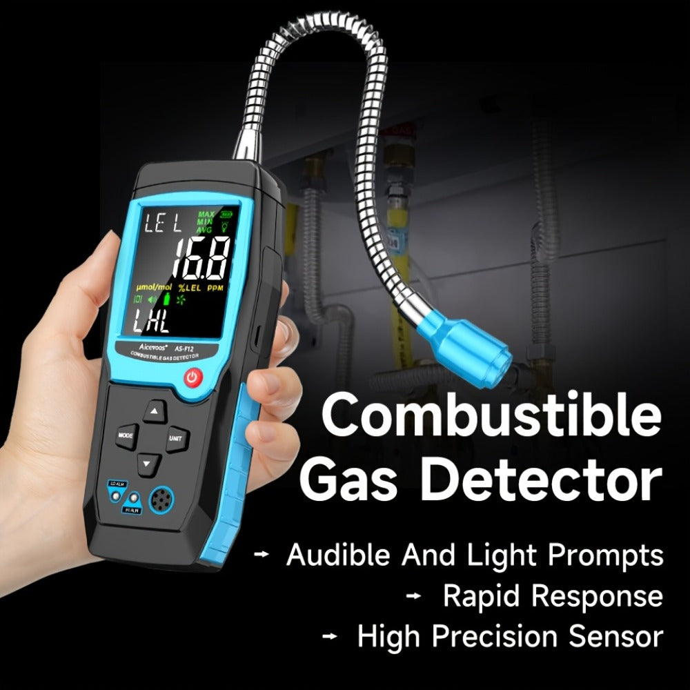 Gas Leak Detector Combustible Gas Detector Aicevoos AS-F12 Natural Gas Methane Tester Sound Light Alarm Electrochemical Sensor Home Industrial Safety