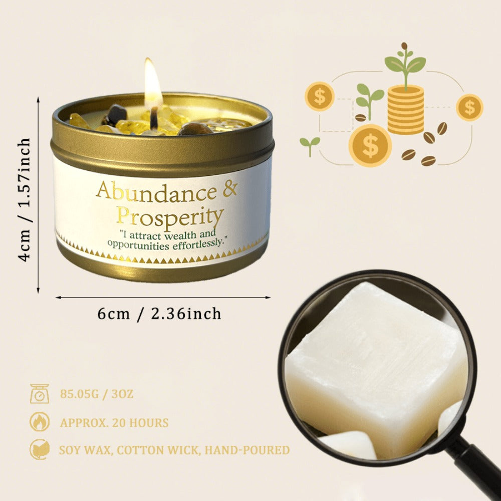 Manifestation Candles Scented Soy Wax with Golden Crystal ¨C Law of Attraction Abundance Candle for Meditation, Yoga & Focus | Spiritual Gift for Women with Guidance Card | Christmas, Birthday, New Year