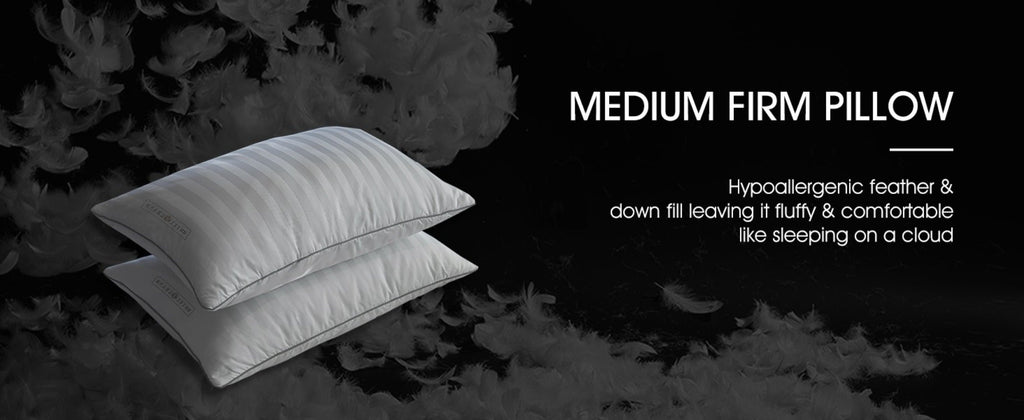 Hotel Collection Feather Down Bed Pillows Set of 2 ¨C 500 Thread Count 100% Cotton, Soft Hypoallergenic Queen King Standard Size Back Side Sleeper Pillow 2 Pack