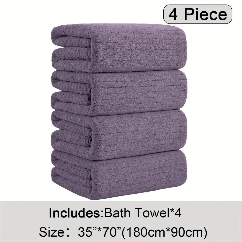 Bath Towels Set 4 Pack 35x70 Inch Oversized Extra Large - Microfiber Super Absorbent Quick Dry XL Bath Sheet Soft Bathroom Towels | 13 Colors | Family Hotel Spa Shower Towel Set Coastal Style