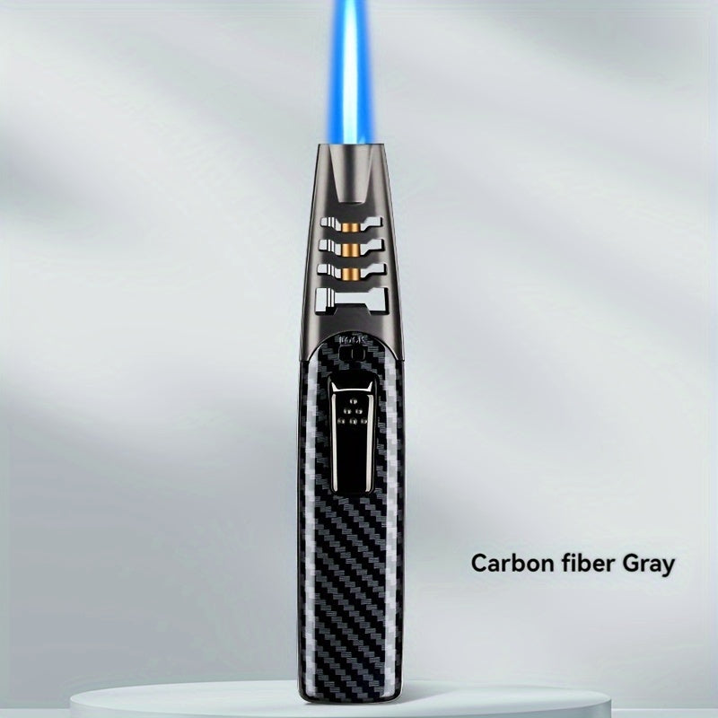 Kitchen Torch Lighter Carbon Fiber Windproof, Adjustable High-Temperature Flame with Safety Lock, Refillable Butane Culinary Torch for Baking, Creme Brulee, Caramel, Welding & Outdoor Use ¨C Black & Gray (Butane Not Included)