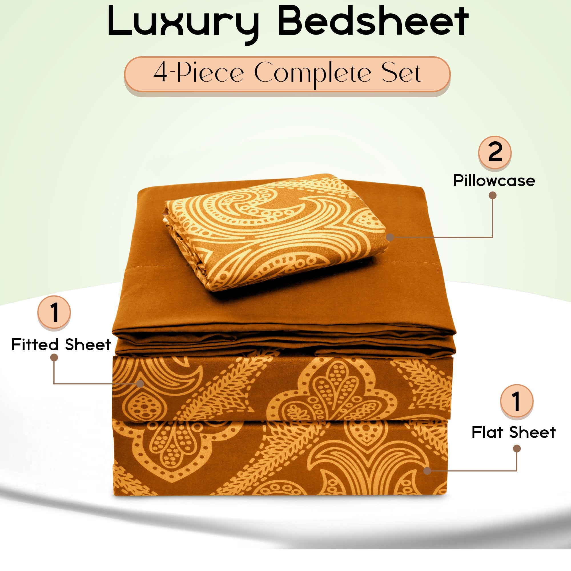 Paisley Bed Sheet Set 4 6 Piece 100% Brushed Microfiber Deep Pocket Fitted Sheet Soft Wrinkle Free Cooling Breathable Twin Full Queen King Cal King