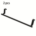Cabinet Door Towel Bar Stainless Steel 2pcs Set - Over the Door Hand Towel Hanger Rack No Drilling | Black Silver | Kitchen Bathroom Cupboard Dishcloth Organizer Bathroom Accessories