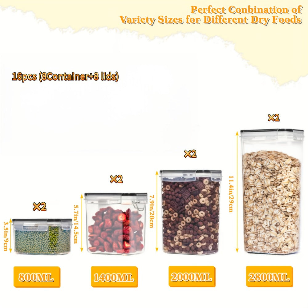 Airtight Food Storage Containers with Lids, BPA Free Leakproof Stackable Kitchen Organizer Set for Grain Nuts Cereal Pasta Dog Cat Food, with Labels & Marker
