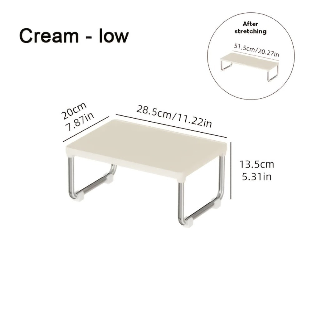 Desktop Storage Organizer Multi-Tier Expandable with Transparent Lid PP Stainless Steel Space-Saving Countertop Box for Kitchen Bathroom Cosmetics