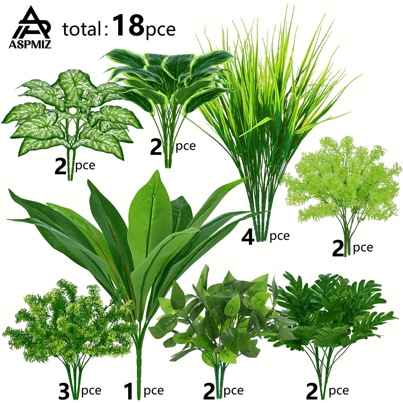 18 Pack UV Protected Artificial Boxwood Stems Faux Greenery Decor