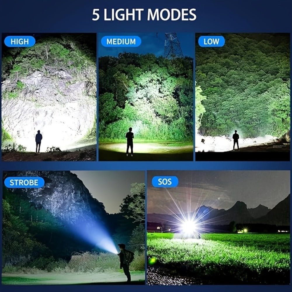 LED Flashlight Rechargeable 1000 Lumen ¨C 2-Pack Super Bright Tactical Flashlight with Digital Display, Camping Fishing Hunting Emergency Lighting, Gift Box Included, Father's Day Gift for Men