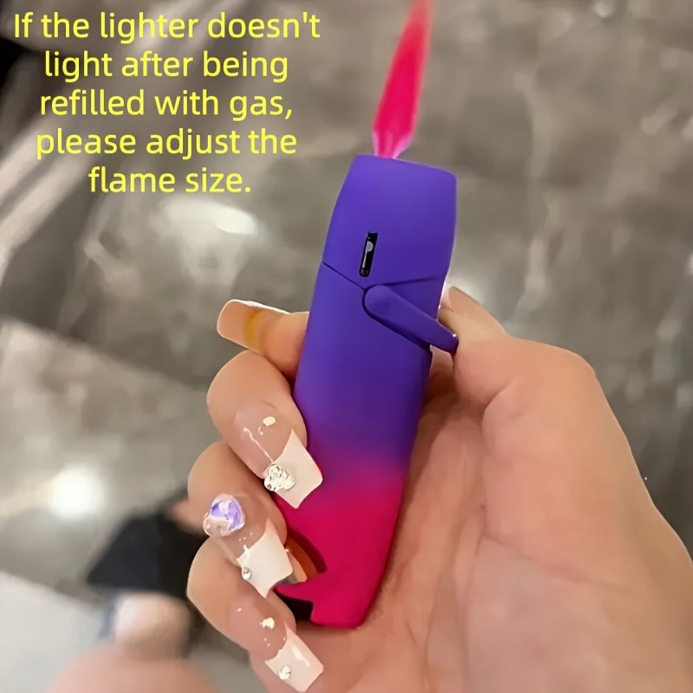 Cute Jet Torch Lighter for Women ¨C Compact Windproof Adjustable Flame Lighter, Portable Refillable Butane Torch for Camping, BBQ, Kitchen & Candles, Stylish Gift for Women (No Butane Included)