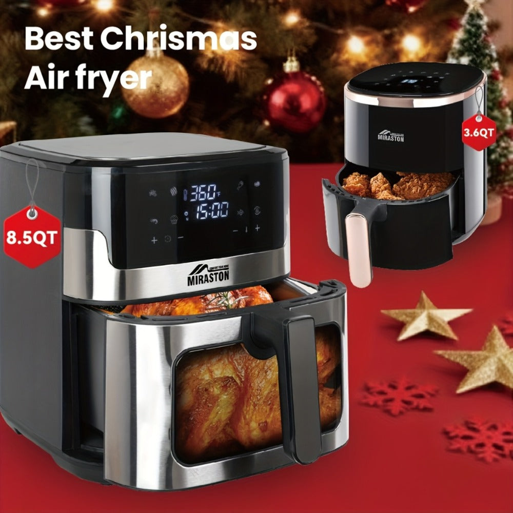 Air Fryer Large Capacity 8.5QT / 3.6QT Touchscreen | 8 Preset Functions | Non-Stick Basket | Smart Digital Control | Oil-Free Cooking for 5-6 People | Kitchen Air Fryer Oven Black