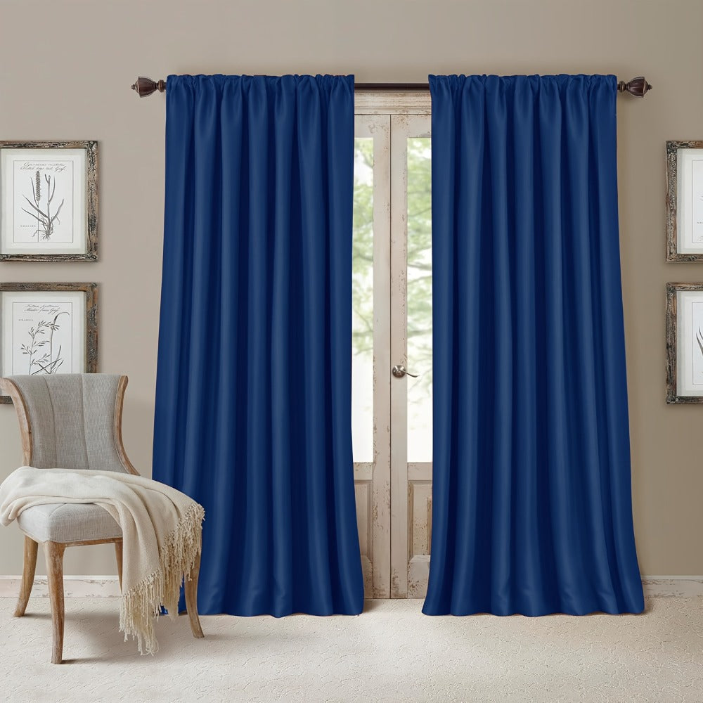 Blackout Curtains 4 Panels Thermal Insulated Room Darkening Drapes ¨C Rod Pocket, Energy Saving, Solid Color for Bedroom & Living Room, 7 Colors & Multiple Sizes